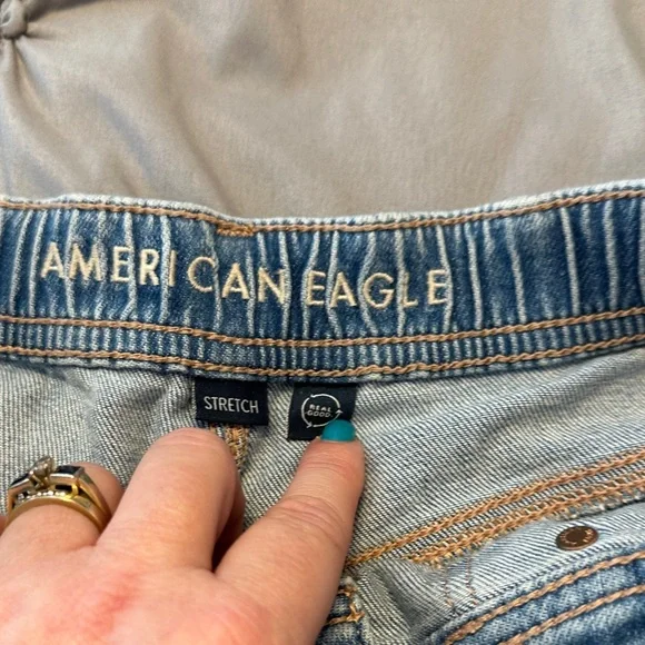 American Eagle Outfitters Light Blue Rolled-Hem Denim Shorts - Picture 2 of 3